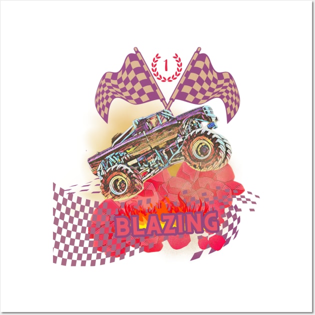 BLAZING MONSTER TRUCK Wall Art by EmoteYourself